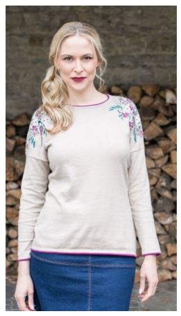 EMBROIDERED DROP SHOULDER JUMPER